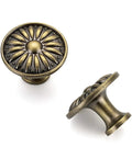 Antique Bronze Kitchen Cabinet Knobs 1-1/4 Inch Solid Metal Rosette Sunburst Pulls Built To Last For Cabinets Vanities And Dressers Set Of 10