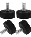 20Pcs Adjustable Furniture Leveling Feet M6 Rubber Iron Leg Leveler Pads For Tables Chairs And Cabinets With Heavy Duty Rotatable Threaded Design Height Adjustment Wide Bearing Base Floor Safe And Scratch Free, black rubber threaded feet