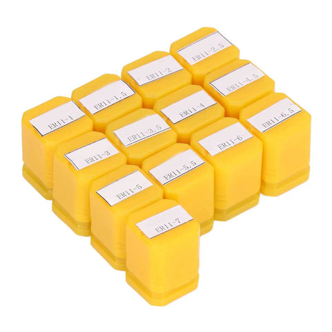 13Pcs ER11 Spring Collet Set 1.0mm To 7.0mm, storage boxes for milling lathe chuck tool kit, durable spring steel