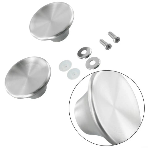 Upgrade Your Kitchen Gear With This Stainless Steel Pot Lid Knob Replacement Kit That Is Oven Safe And Heat Resistant, Featuring Durable Silver Handles And Screws For A Perfect Fit On Most Cookware To Keep Things Looking Fresh And Ready To Roll. Two stainless steel pot lid knobs with screws, washers, and gaskets