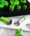 FACHLICH tile hole saw kit with 12 green diamond core drill bits and finger and beveling bits in a case