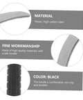 Close-up of serrated steel blade and black ergonomic handle for 5 Piece Black Gardening Mowing Sickles Set With Ergonomic Non Slip Handles For Easy Weeding And Harvesting Garden Work Durable Steel Blades Built For Agriculture And Landscaping Like A Real Workhorse.