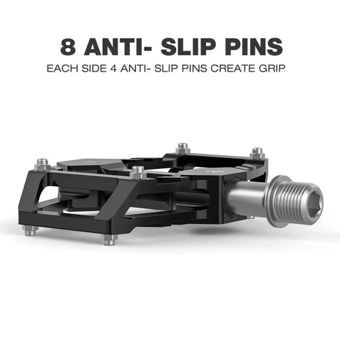Flat Pedals For Mountain Bikes Aluminum Platform With Sealed Bearings 9 16 Inch Spindle Lightweight Durable Grippy Black