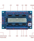 ATX Power Supply Bench Board 24 Pin 20 Pin 24Pin Adapter for PC Builds and DIY Testing showing terminal blocks and indicators