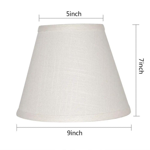 Barrel White Small Lamp Shade For Table Lamps Replacement 5x9x7 Inch Fabric Cloth Spider Model Dimensions Displayed
