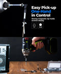 Grippy No Slip Phillips Screwdriver Bits With Magnetic Design PH2 Set in use, demonstrating strong magnet holding screws on drill.