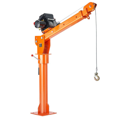 Electric Pickup Truck Crane With 6000 Lb Winch 12V Bed Mounted Folding Jib Hoist Steel Construction 360 Degree Swivel