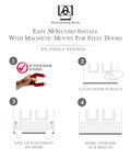 Installation guide for Door Kick Plate With Magnetic Mount, Anodized Aluminum In Satin Nickel Finish, 8x34 Inches