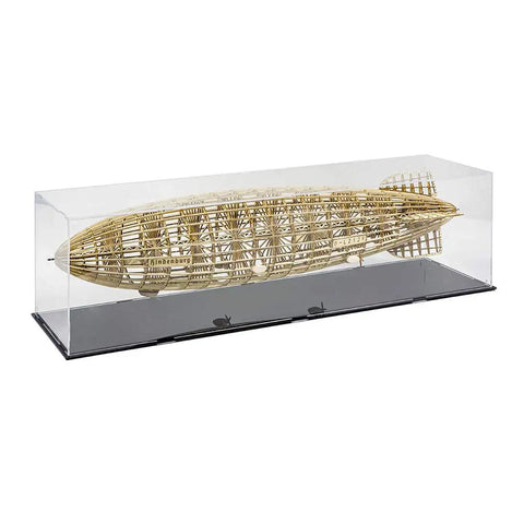 Unassembled Hindenburg Zeppelin Airship Model Kit In 1 To 453 Scale With Laser Cut Wood Puzzles For Adults in display case.