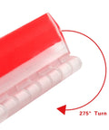 Close-up of a Two Piece 12 Inch Transparent Acrylic Hinge with a 275° turn demonstration and red detail.
