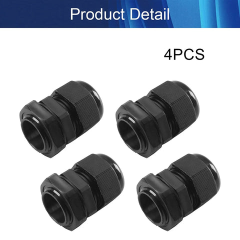 4 Pack Cable Gland Kit M20x1.5 Waterproof Plastic Strain Relief For 6-12mm Cables, Cord Connectors, Electrical Conduit Fittings