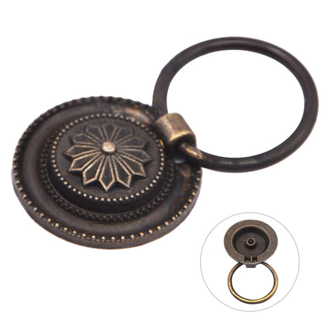 Antique Round Drawer Pulls Vintage Style Knobs for Furniture Cabinet Cupboard Dresser Bronze Finish Zinc Alloy 8 Pieces