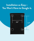 Back view of a Black Marina Wall Mount Mailbox For Outdoor Use Small Weather Tough Galvanized Steel With Rust Resistant Powder Coat Finish All Weather Year Round Outdoor Mailbox That Stands Up To Rain Snow And Sun with installation dimensions.