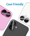 Camera Lens Protector 3 Pack for iPhone 16 6.1 Inch and iPhone 16 Plus 6.7 Inch, tempered glass, showing case-friendly fit.