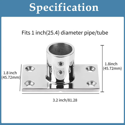 316 Stainless Steel Rectangular 90 Degree Boat Hand Rail Base Marine Hardware Built Tough Saltwater Ready Seawater Resistant 