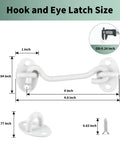 Sturdy White Barn Door Hook And Eye Latch Pair For Quick Privacy Setup Smooth Curved Design sizes including 4 inch latch.