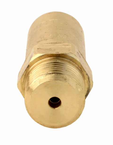 Pressure washer pump safety pop-off valve, brass, 3/8-inch, front view.