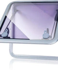 22.5 Inch By 22.5 Inch Porthole Window For Boats, Anodized Aluminum Frame with 10mm Acrylic Lid, open view, gray finish