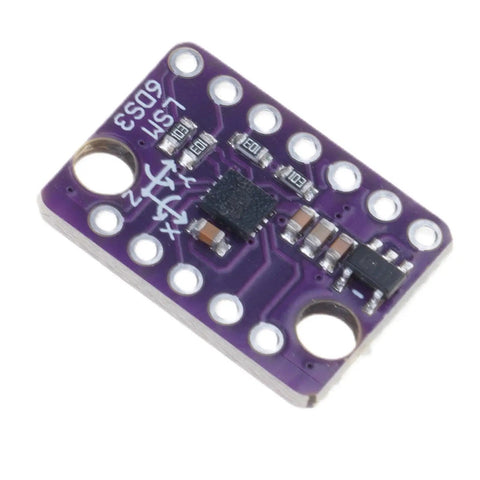 Low Power 6 Axis Motion Sensor Module With Adjustable Range For IoT, Robotics, And Wearables, Dope Accelerometer And Gyroscope Tracking For Real Time Orientation, Vibration Analysis, And Battery Powered Projects. Purple PCB motion sensor module with mounting holes