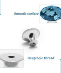 Rock Solid Two Pack Round Cabinet Knobs With Drawer Pulls 1.1 Inch For Kitchen Drawers showing smooth surface and deep hole thread