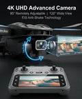 4K GPS Drone With 4.5 Inch HD Controller Screen, Foldable Quadcopter showing camera views and controller display.