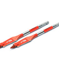 Two Piece Screw Point Paddle Drill Bit Set Six Inch By One Half Inch With Speed Striker Fifteen Times Faster Cut Contoured Paddle