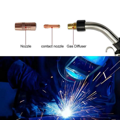 Heavy Duty 20 Pack Mig Welding Contact Tips T045.045 Diameter For Centerfire Guns components in use during welding process.