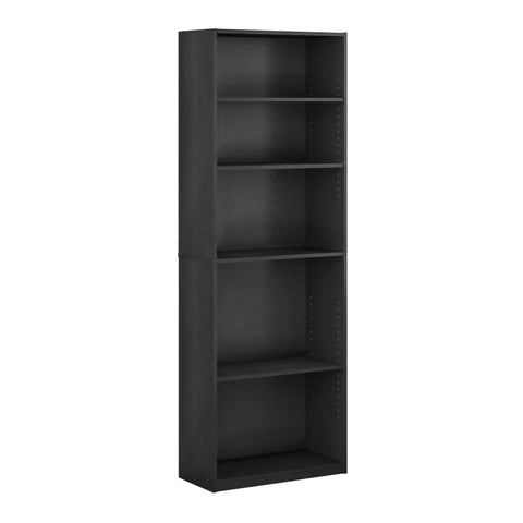 Go-To Five-Tier Bookshelf With Adjustable Shelves In Blackwood Finish For Living Room Bedroom And Home Office Space Saving Storage