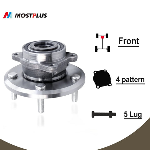 Front Wheel Hub Bearing Assembly For 2009-2016 Dodge Journey And 2014-2015 Ram ProMaster 1500 2500 3500, 5 Lug, displayed on white background with product features.