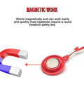 Magnetic Safety Switch For Treadmills showing red circular clip-on emergency stop with magnet and lead, ideal for home gym use.