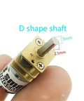 N20 Micro Gearbox Motor Sleek DC Electric Drive Unit Packing Hella Smooth Torque Handles 3V 6V 12V Power showing D shape shaft dimensions.