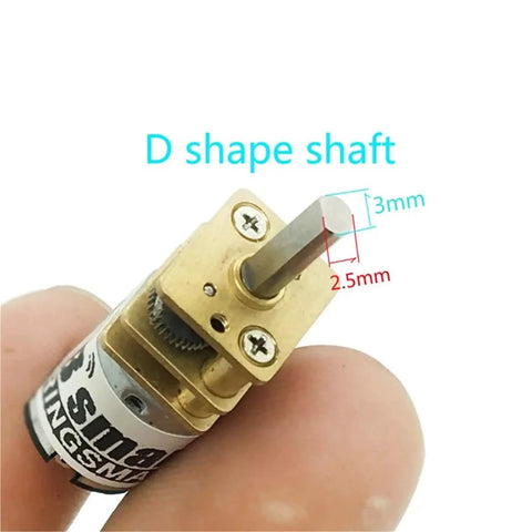 N20 Micro Gearbox Motor Sleek DC Electric Drive Unit Packing Hella Smooth Torque Handles 3V 6V 12V Power showing D shape shaft dimensions.