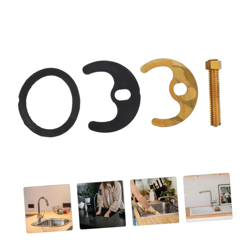 Rock Solid Kitchen Faucet Repair Kit Featuring Copper Horseshoe Gasket And Heavy Duty Mounting Nut Replacement Parts For Sinks Quick Swap No Fuss Plumbing Fix with black rubber and gold copper gaskets.