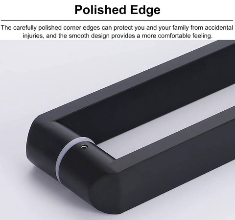 Close-up of a Door Pull Handle For Barn Doors, Modern Black Matte Push Pull Hardware, showcasing the polished edge and sleek design.