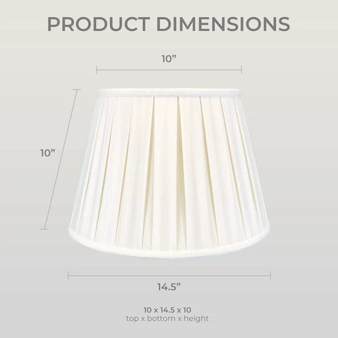 Empire English Pleat Lamp Shade 10 X 14.5 X 10 White Hand Tailored Silk Type Shantung Fabric With Off White Softback Lining Brass Finish Spider