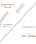 Heavy Duty Nylon Zip Ties 24 Inch Self Locking Wire Ties 30 Pack White for Indoor Outdoor Use with close-up details