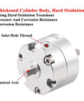 Close-up of Full Size Single Blade Swinging Pneumatic Rotary Actuator - Badass Air Cylinder with inlet hole thread and central axis features.