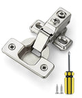 20 Pack 10 Pairs Half Inch Overlay Brushed Nickel Short Arm Kitchen Cabinet Hinges With Soft Close 105 Degree Concealed Hinges Includes Screwdriver And Mounting Screws For Face Frame Doors Ravinte