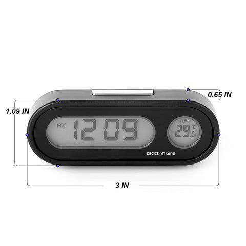 MEANLIN MEASURE digital car clock with temp and time display, black with LCD backlight; pack of 2