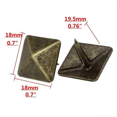 Badass Bronze Upholstery Tacks 50 Pack Square Head Bubble Nails For Furniture Crafting Decorative Thumb Tacks With Vintage Polish Solid Heavy Duty Hardware For Diy Cabinetry That Looks Absolutely Dope, showing two square head tacks measuring 19.5mm with a bronze finish.