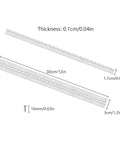 Top Shelf Stainless Steel Piano Hinges Measure Twelve Inches with pre-drilled holes, showing dimensions and thickness for easy installation.