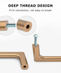 Close-up of Champagne Bronze Cabinet Pulls 5 Inch Center To Center Deep thread design with screws included for secure fitting.