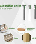 3 Piece Keyhole Router Bits With One Quarter Inch Shank For T Slot Cutting And Hex Bolt Mounting Rock Solid Woodworking Tool Kit set on display
