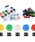 50 Pcs Tactile Push Button Kit For Breadboard Projects High Sensitivity Momentary Contact Buttons in assorted colors
