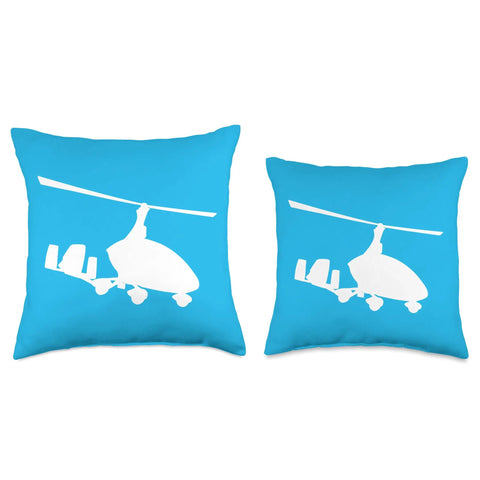 Autogyro Pilots And Gyroplane Fans Throw Pillow With Realistic Gyroplane Silhouette, Ideal Gift For Flight Instructors And Aviation Nerds