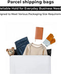 Heavy Duty Weatherproof 12x15.5 Poly Mailers 100 Pack Self Seal Waterproof Shipping Bags with clothing and items inside