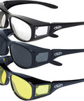 Fit Over Glasses Safety Shield 3 Pack With Clear Smoke And Yellow Lenses For Day Night Rain Durable Shatterproof Polycarbonate