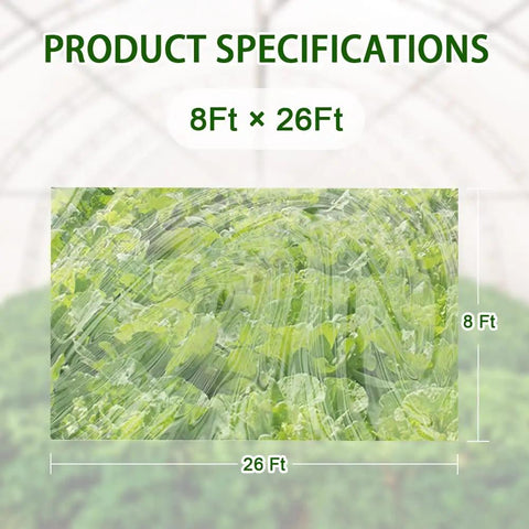 6 Mil Greenhouse Plastic Film Sheeting Cover 8 By 26 Feet UV Resistant Clear Polyethylene Film For Hoop Houses Gardening Farming And Agriculture Tough Transparent Easy To Install