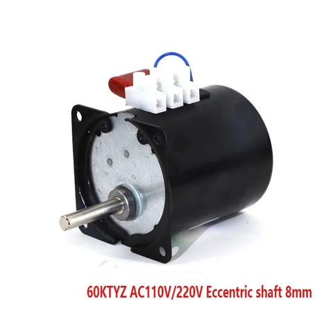 Eccentric Shaft PMSM Motor 8mm Shaft Dual Voltage AC 110V/220V Low Noise High Torque 80 RPM, visible connectors