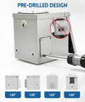 Heavy Duty Rugged Outdoor Outlet Box Knockout Free Setup, Dual GFCI Electrical Enclosure with pre-drilled holes for easy installation.